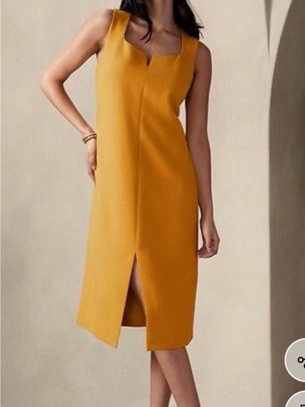 Banana Republic Mustard Midi Dress with Front Slit